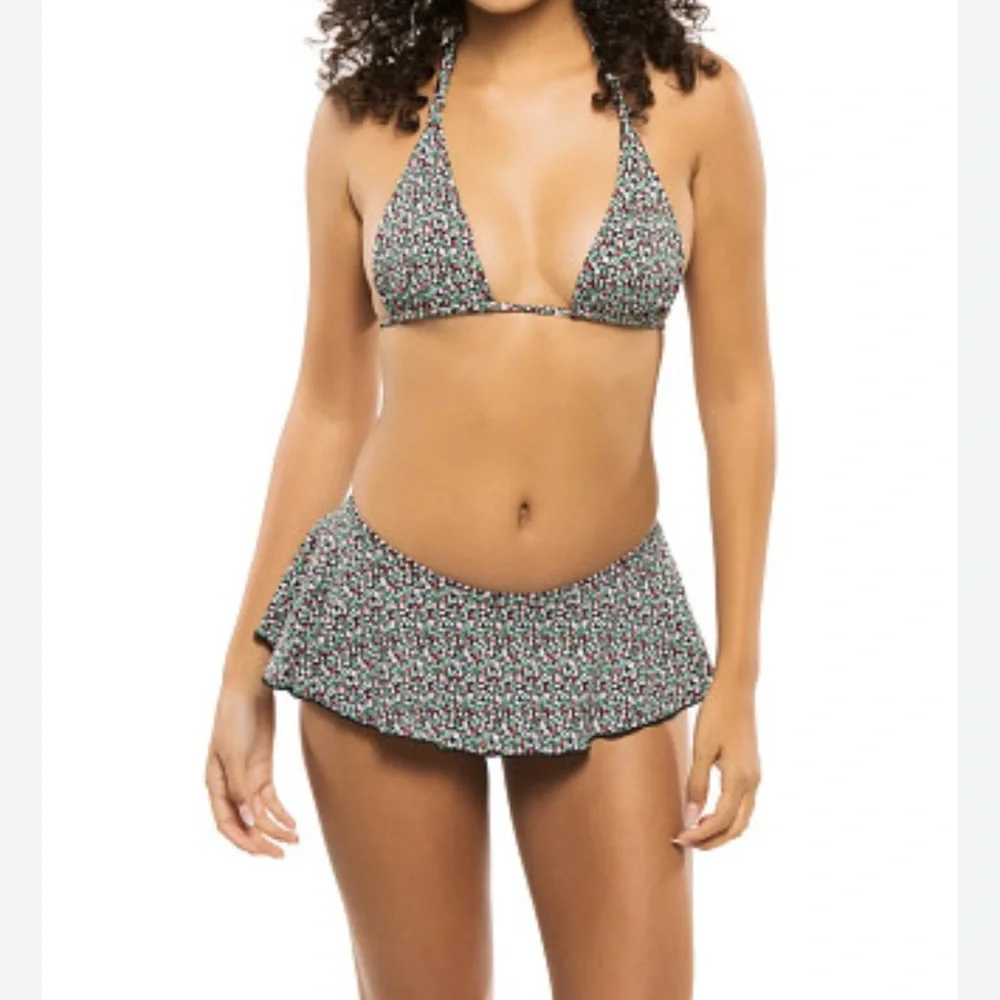 NEW 2 pc Frankie’s bikinis swim Izabella kealy halter top & bottom size L/XL